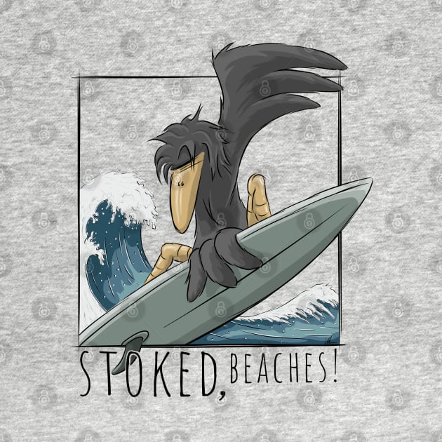 Stoked, Beaches! Surfer Crow Raven Surfing On Japan Wave by SkizzenMonster